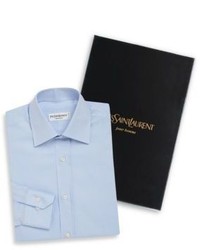 Saint Laurent Regular Fit Tonal Herringbone Cotton Dress Shirt Gift Box