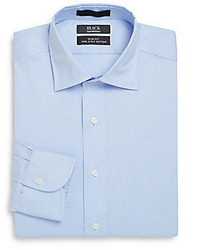 Saks Fifth Avenue BLACK Slim Fit Corded Stripe Two Ply Cotton Dress Shirt