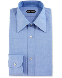 Tom Ford Slim Fit Solid Dress Shirt Blue