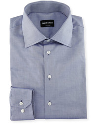 Giorgio Armani Solid Cotton Dress Shirt Blue