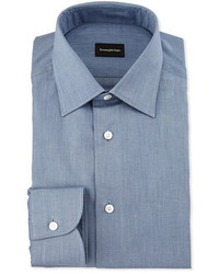 Ermenegildo Zegna Solid Flannel Dress Shirt Blue