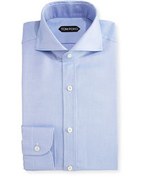 Tom Ford Tailored Fit Textured Oxford Dress Shirt Blue