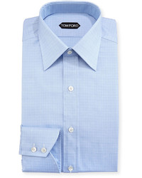 Tom Ford Tattersall Cotton Dress Shirt Blue