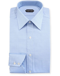 Tom Ford Tattersall Cotton Dress Shirt Blue
