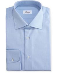 Brioni Textured Micro Diamond Dress Shirt Blue
