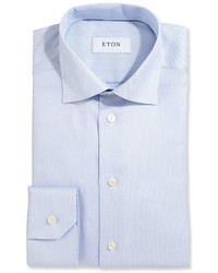 Eton Textured Solid Dress Shirt Light Blue