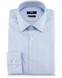 BOSS Textured Solid Slim Fit Travel Dress Shirt Light Blue