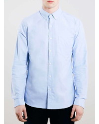 Topman Blue Oxford Long Sleeve Casual Shirt