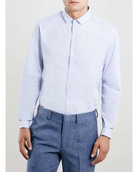 Topman Blue Texture Double Cuff Long Sleeve Dress Shirt