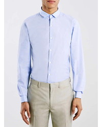 Topman Blue Texture Double Cuff Long Sleeve Dress Shirt