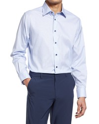 David Donahue Trim Fit Cotton Dress Shirt In Bluewhite At Nordstrom