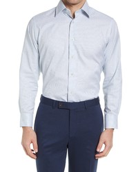 David Donahue Trim Fit Dress Shirt In Bluegreen At Nordstrom