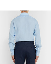 Kingsman Turnbull Asser Light Blue Cutaway Collar Linen Shirt
