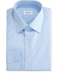 Brioni Wardrobe Essential Solid Dress Shirt Blue