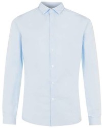 Topman White And Light Blue Mini Grid Long Sleeve Dress Shirt