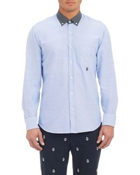 Lardini Wooster Dot Collar Oxford Shirt Blue