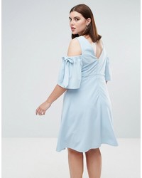 Asos Curve Curve Skater Dress With Cold Shoulder And Bow