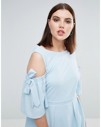 Asos Curve Curve Skater Dress With Cold Shoulder And Bow