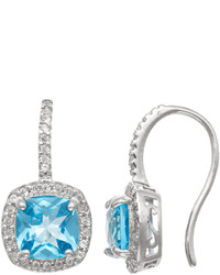Tiara 2 45 Ct Tw Topaz And Sapphire Polished Silver Dangle Earrings