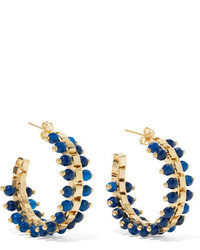 Rosantica Airone Gold Tone Quartz Hoop Earrings Blue