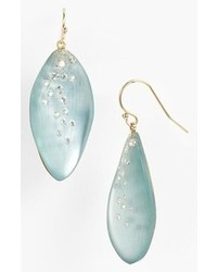 Alexis Bittar Lucite Dust Long Leaf Statet Earrings Grey Blue