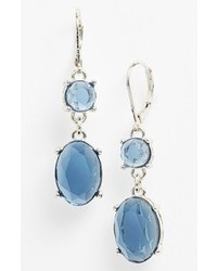 Anne Klein Stone Drop Earrings Denim Blue Silver