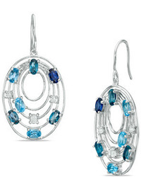 Zales Blue Topaz And Lab Created Blue Sapphire Earrings In Sterling Silver