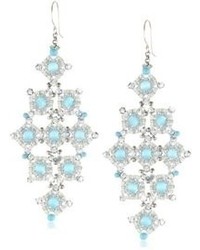 Miguel Ases Cats Eye And Turquoise Diamond Shape Drop Earrings