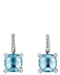 David Yurman Chatelaine Drop Earrings With Blue Topaz And Diamonds