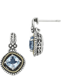 Fine Jewelry Shey Couture Genuine Swiss Blue Topaz Sterling Silver With 14k Yellow Gold Earrings