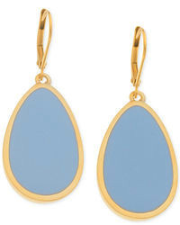 T Tahari Gold Tone Light Blue Oval Drop Earrings