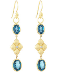 Jude Frances Judefrances Jewelry 18k London Blue Topaz Diamond Triple Drop Earring Charms