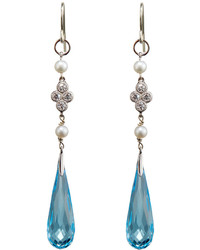 Jude Frances Judefrances Jewelry Freshwater Pearl Diamond Blue Topaz Drop Earrings
