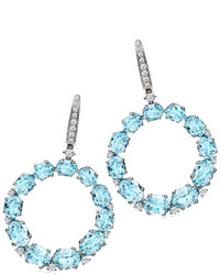 Kiki McDonough Lola Blue Topaz Diamond Open Drop Earrings