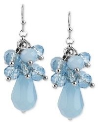 Macy's Haskell Silver Tone Blue Faceted Shaky Bead Drop Earrings