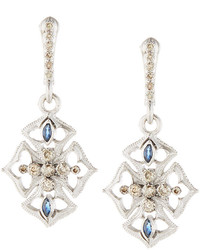 Armenta New World Champagne Diamond Sapphire Cross Drop Earrings