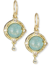 Armenta Old World Midnight Turquoise Quartz Doublet Earrings With Diamonds