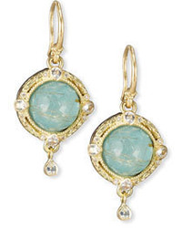Armenta Old World Midnight Turquoise Quartz Doublet Earrings With Diamonds