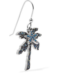 Marc Jacobs Palm Tree Silver Tone Crystal Earrings Blue