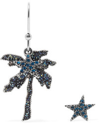 Marc Jacobs Palm Tree Silver Tone Crystal Earrings Blue