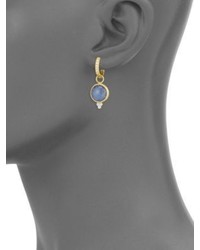 Jude Frances Provence Diamond Sapphire Rainbow Moonstone Doublet Round Earring Charms