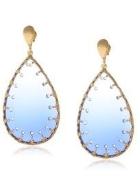 Azaara Sapphire Lens Black Diamond Crystal Drop Earrings