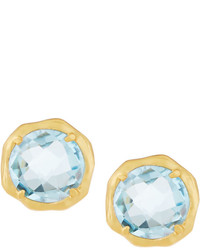 Indulgems Small Golden Blue Topaz Button Earrings