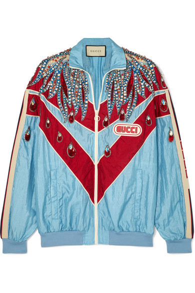 Gucci Paneled Embellished Shell Track Jacket, $5,800 | NET-A 