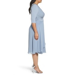 Sangria Plus Size Embellished Jersey Chiffon Midi Dress