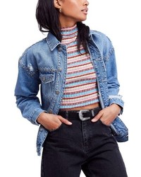 Free People We The Free By Studded Trucker Denim Jacket