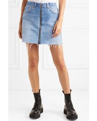 RE/DONE Levis Zip Embellished Frayed Denim Mini Skirt
