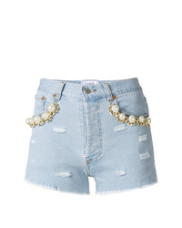 Forte Dei Marmi Couture Pearl Embellished Denim Shorts