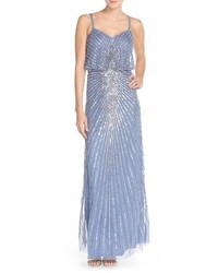 Adrianna Papell Embellished Mesh Blouson Gown