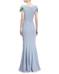 Dolce & Gabbana Hydrangea Embellished Cap Sleeve Gown